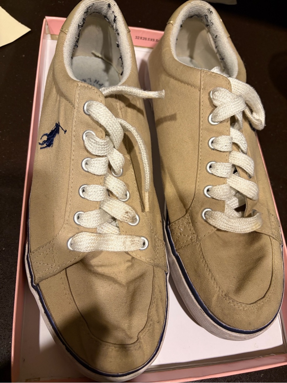Polo Ralph Lauren canvas skid resistant dock shoes tan sneakers mens size 10